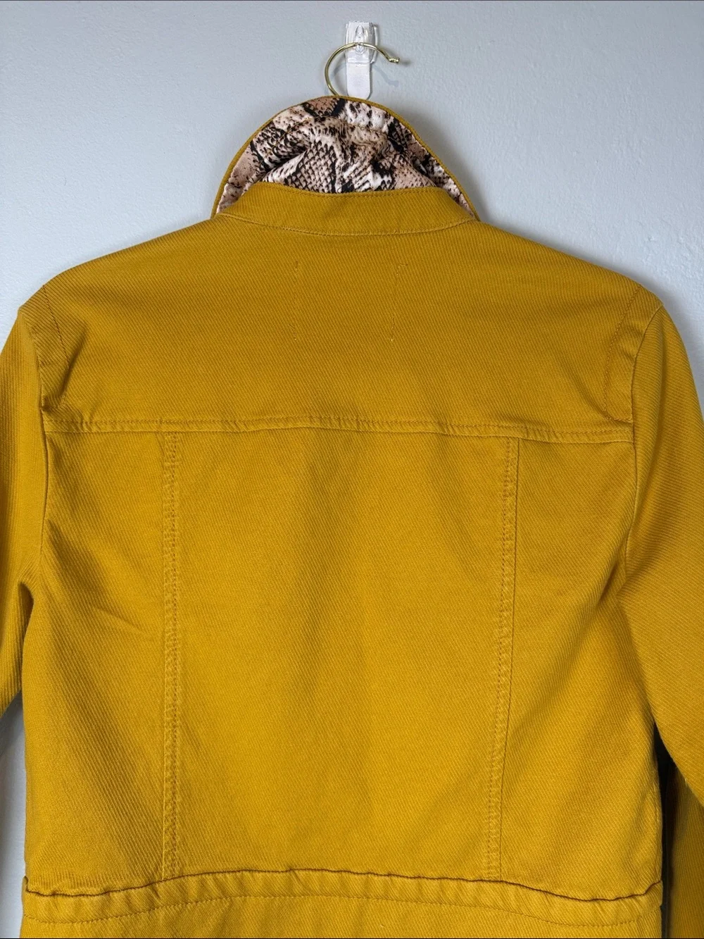 Anthropologie Nora Flounce Sleeved Cropped Trucker Jacket Yellow Size Small
